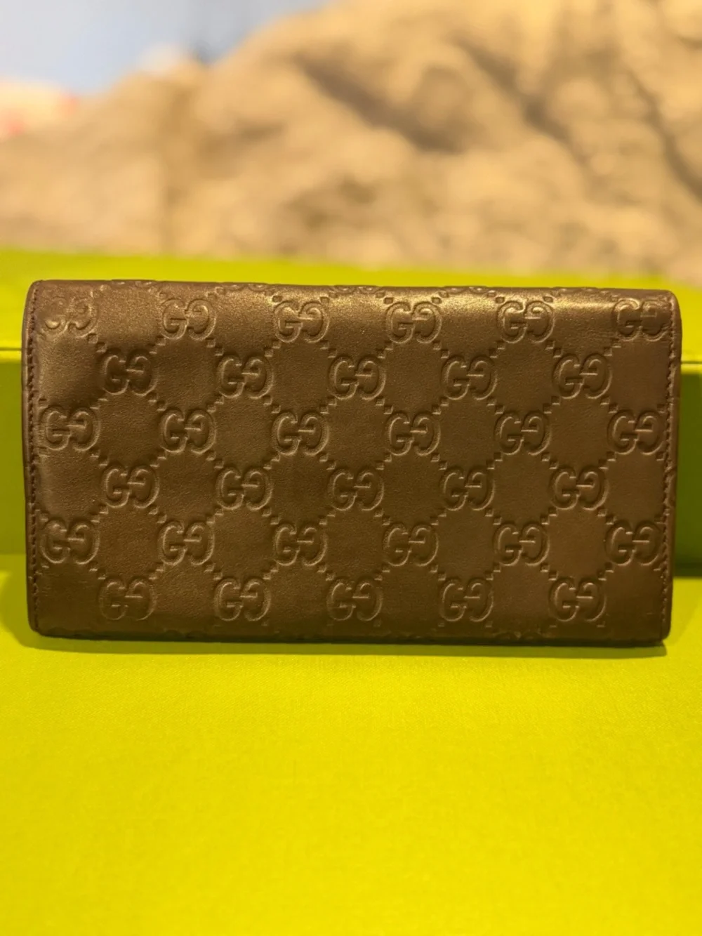 Gucci Italy Signature Continental Wallet Brown Chocolate Zip Leather EUC - Picture 3 of 12
